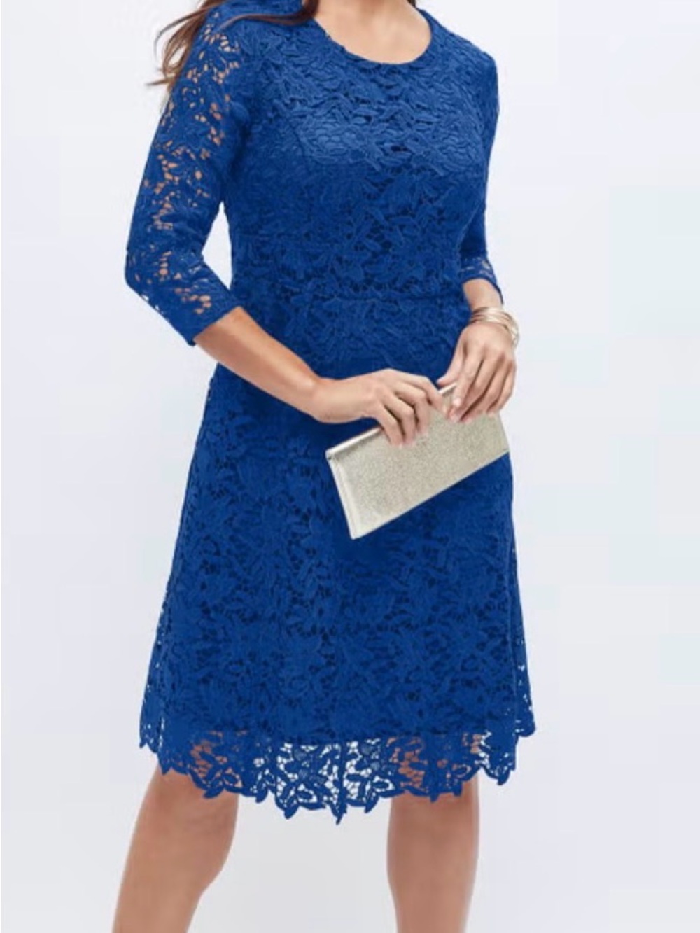 NEW Jessica London Lace Fit & Flare Dress in Dark Sapphire Sz 12W
